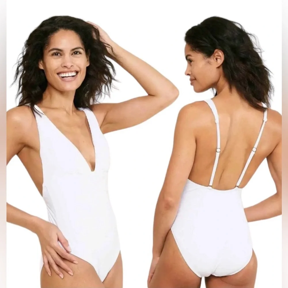 NWT - $128 ANDIE Swim - ‘Sardinia’ Ribbed One Piece - White | XXLT Tall